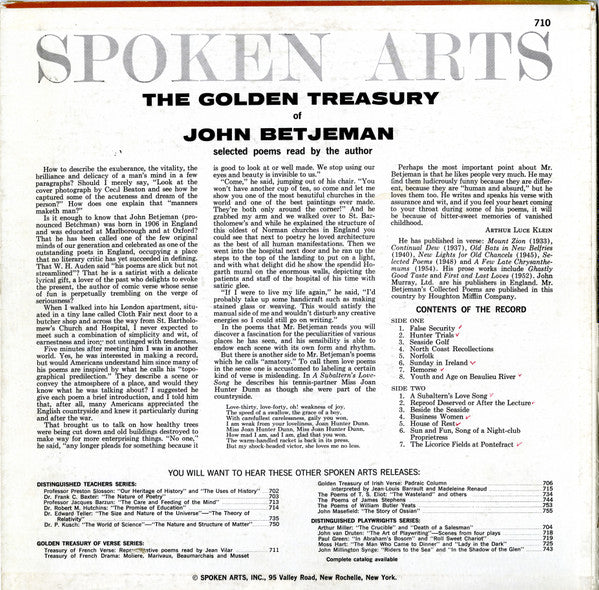 John Betjeman : The Golden Treasury Of John Betjaman  (LP, Mono)