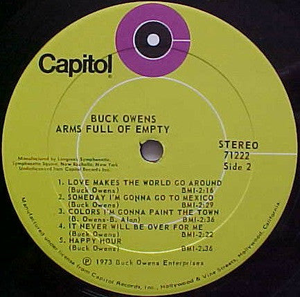 Buck Owens : Arms Full Of Empty (LP, Album, Club)