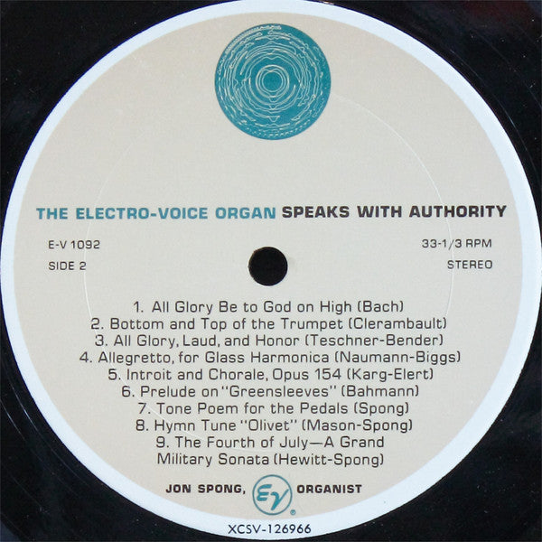 Jon Spong : The Electro-Voice Series D Organ Speaks With Authority (LP)