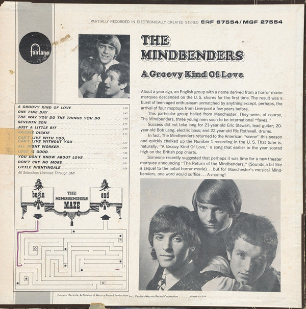 The Mindbenders : A Groovy Kind Of Love (LP, Album, Mono)