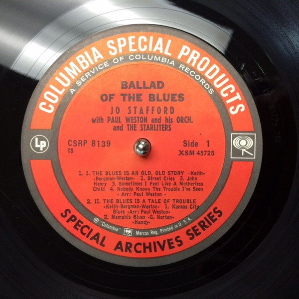 Jo Stafford With Paul Weston And His Orchestra And The Starlighters : Ballad Of The Blues (LP, Album, RE)