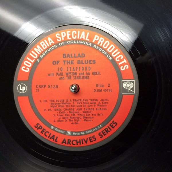 Jo Stafford With Paul Weston And His Orchestra And The Starlighters : Ballad Of The Blues (LP, Album, RE)