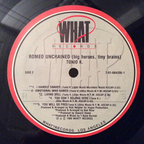Tonio K. : Romeo Unchained (LP, Album, RP)