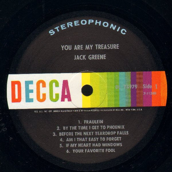 Jack Greene : You Are My Treasure (LP, Album, Pin)