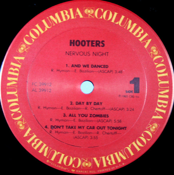 The Hooters : Nervous Night (LP, Album, Car)