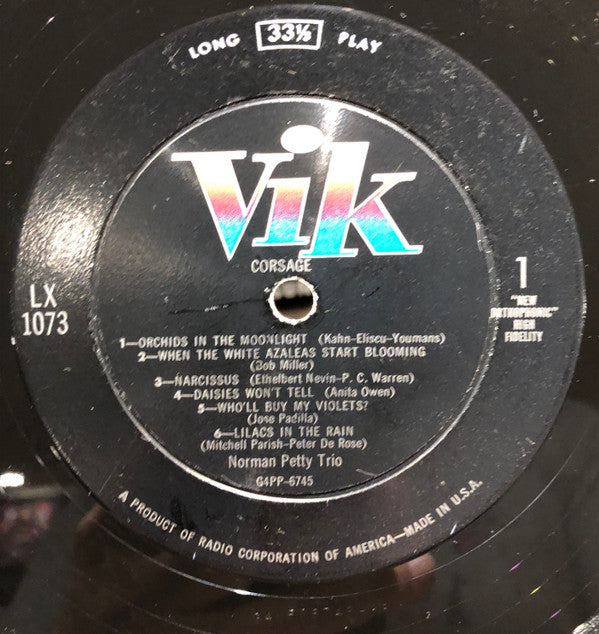The Norman Petty Trio : Corsage (LP, Album, Mono)