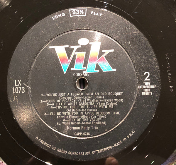 The Norman Petty Trio : Corsage (LP, Album, Mono)