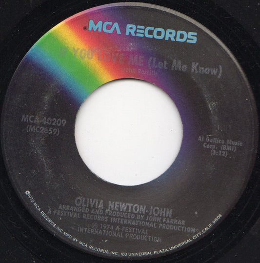 Olivia Newton-John : If You Love Me (Let Me Know) (7", Single, Pin)