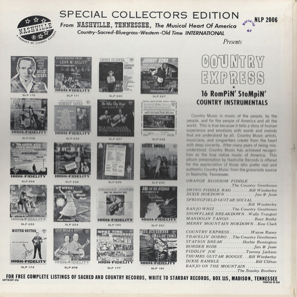Various : Country Express - 16 Rompin' Stompin' Country Instrumentals (LP, Comp, RE)
