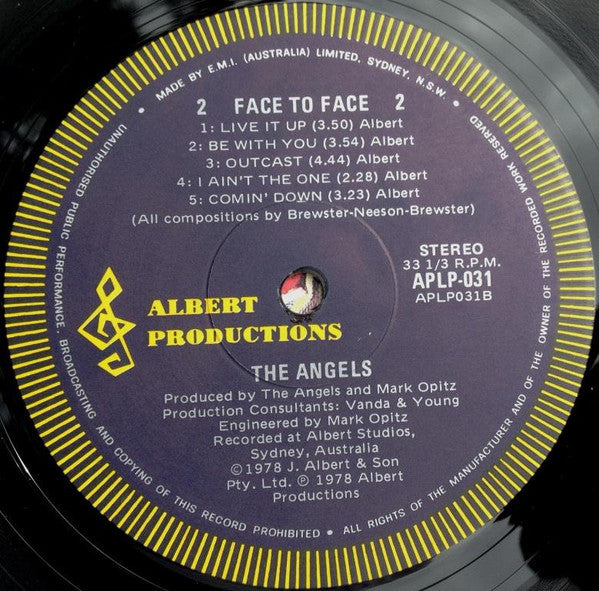 The Angels : Face To Face (LP, Album, Gat)