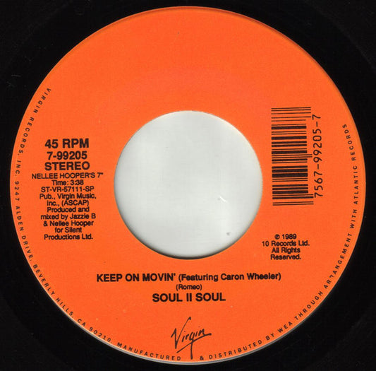 Soul II Soul : Keep On Movin' (7", Single, Ora)