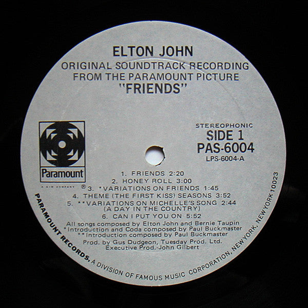 Elton John : Friends (LP, Album, Mon)