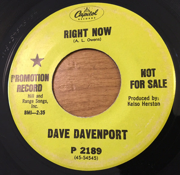 Dave Davenport : Right Now / Crazy Dreams (7", Promo)