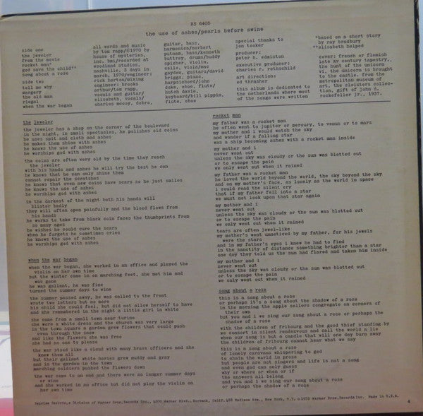 Pearls Before Swine : The Use Of Ashes (LP, Album)