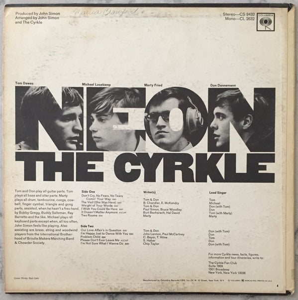 The Cyrkle : Neon (LP, Album, Mono)