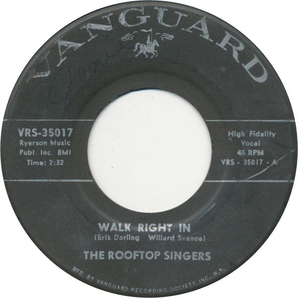 The Rooftop Singers : Walk Right In (7", Single)