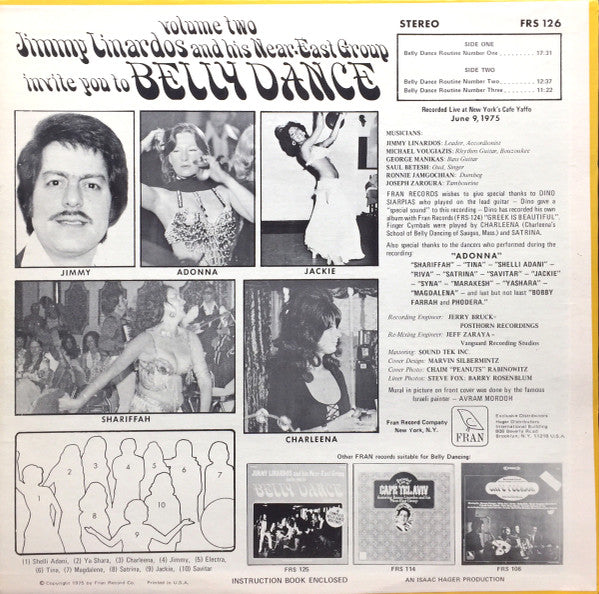 Jimmy Linardos And His Near-East Group : Belly Dance: Volume Two (LP, Album)