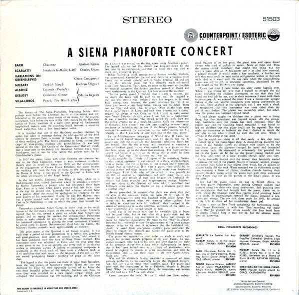 Various : A Siena Pianoforte Concert (LP, Comp, RE)