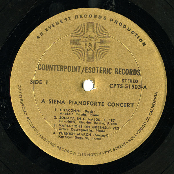 Various : A Siena Pianoforte Concert (LP, Comp, RE)