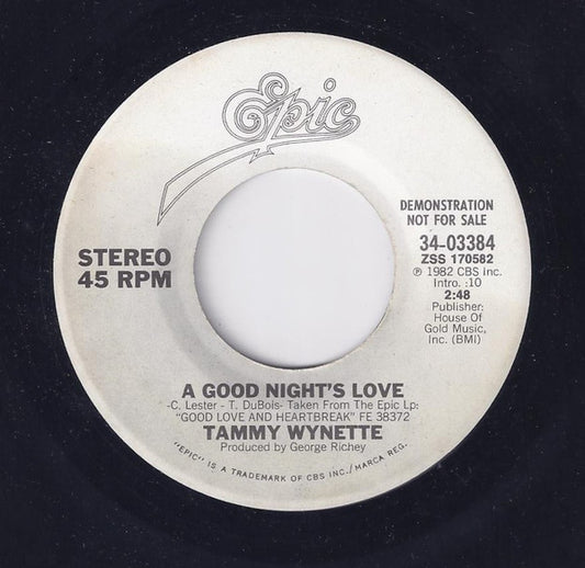 Tammy Wynette : A Good Night's Love (7", Promo)