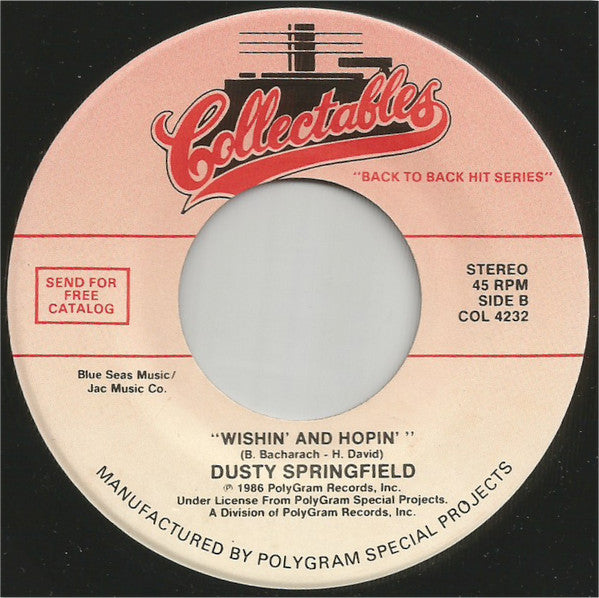 Dusty Springfield : I Only Want To Be With You / Wishin' And Hopin' (7", Single)