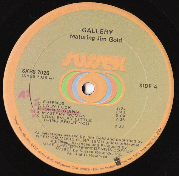 Gallery (2) Featuring Jim Gold : Gallery Featuring Jim Gold (LP, Album, Son)