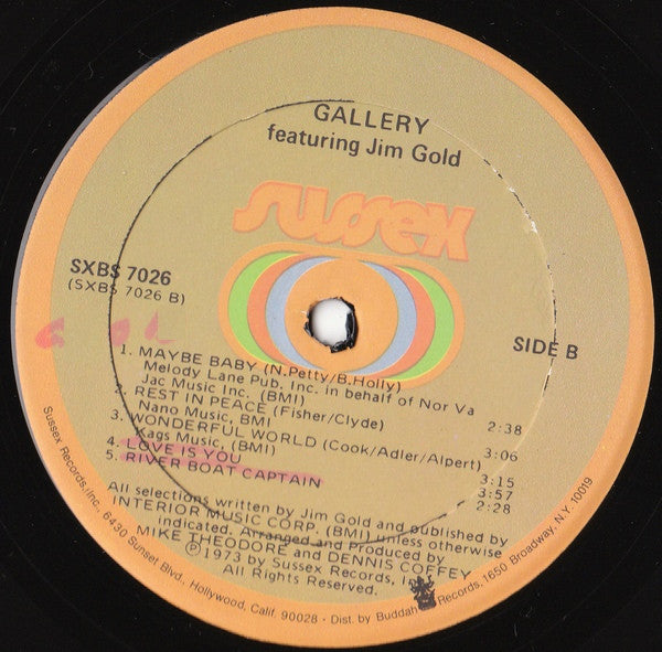 Gallery (2) Featuring Jim Gold : Gallery Featuring Jim Gold (LP, Album, Son)