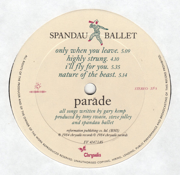 Spandau Ballet : Parade (LP, Album, Club, CRC)