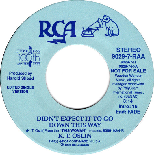 K.T. Oslin : Didn't Expect It To Go Down This Way (7", Single, Promo)