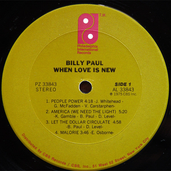 Billy Paul : When Love Is New (LP, Album, San)