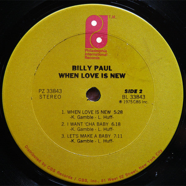 Billy Paul : When Love Is New (LP, Album, San)