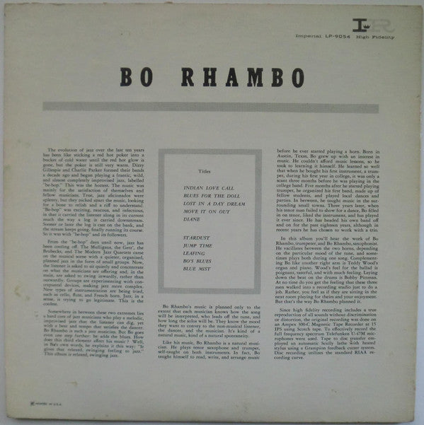 Bo Rhambo : Enchanted Melodies (LP, Album, Mono)