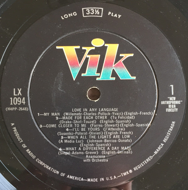 Anamorena : Love In Any Language (LP, Album, Mono)