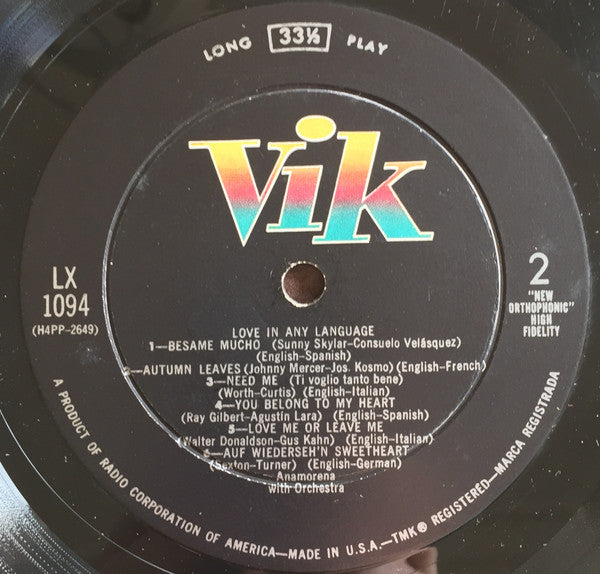 Anamorena : Love In Any Language (LP, Album, Mono)