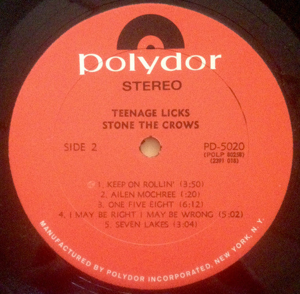 Stone The Crows : Teenage Licks (LP, Album, Gat)