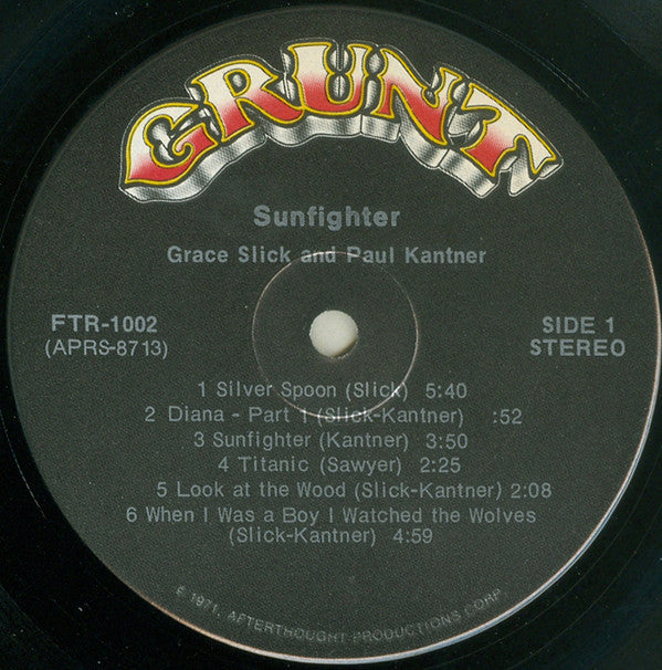 Paul Kantner, Grace Slick : Sunfighter (LP, Album, Ind)