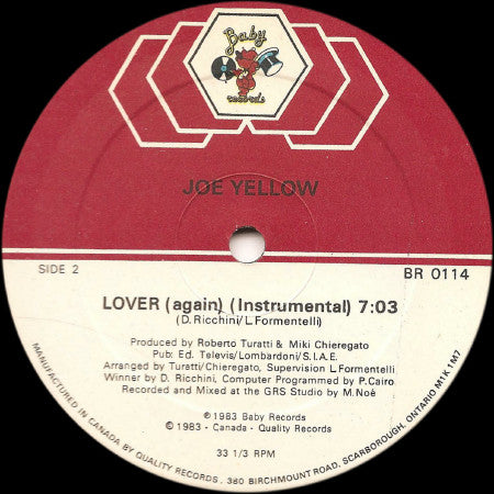 Joe Yellow : Lover To Lover (For Sale) (12")