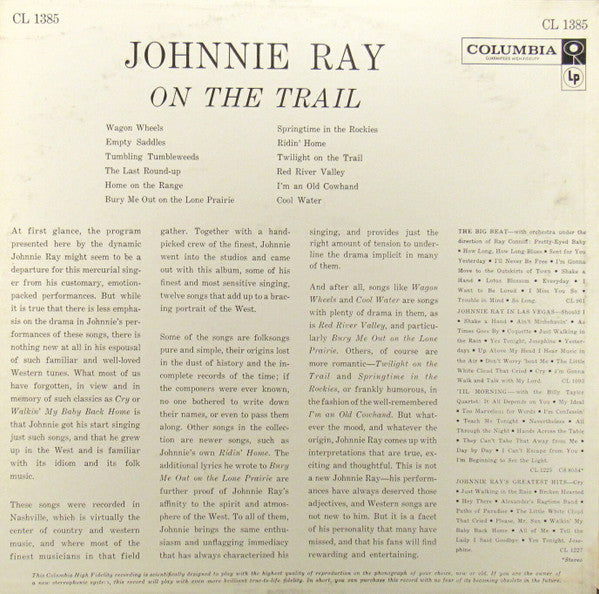 Johnnie Ray : On The Trail (LP, Mono)