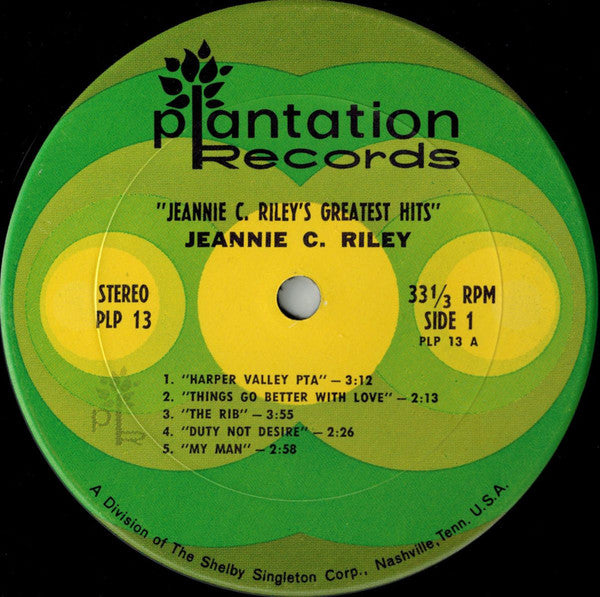 Jeannie C. Riley : Jeannie C. Riley's Greatest Hits (LP, Comp, Ter)